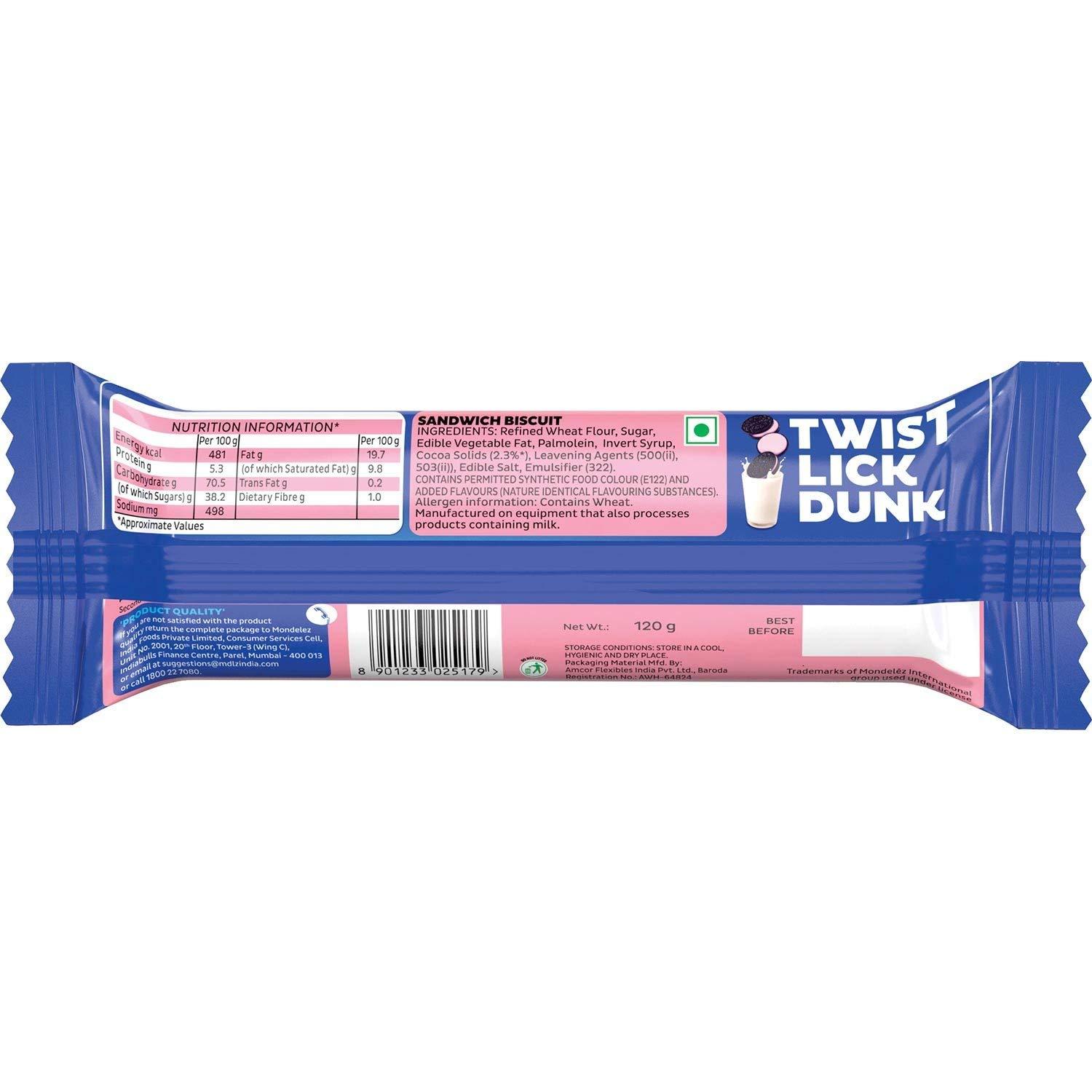 Cadbury Cadbury Oreo Strawberry Creme Biscuit, 120 g