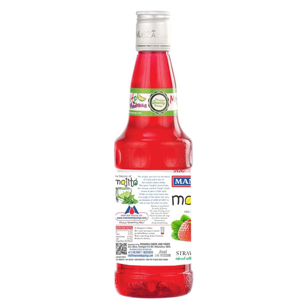 Manama Manama Strawberry Mojito Syrup and Ginger Mojito Syrup, 500ML Each, Mixer for Mocktails, Cocktails, Drinks, Juices, Beverages, Pack of 2