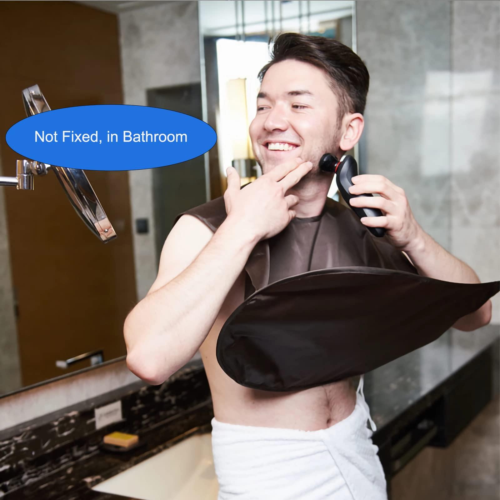 cliclifox Beard Bib Apron, Hair Catcher for Men Shaving & Trimming, Non-Stick Beard Cape Grooming Cloth, Walkable bib, Gifts for Men, Black, 65*56cm