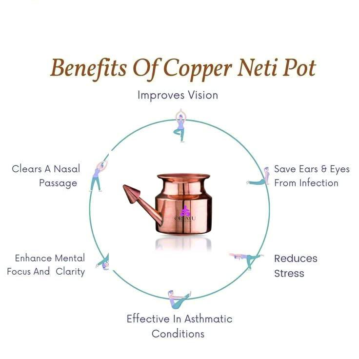 OREAYU Prime Copper Neti Pot For Yoga Jal Neti Satvik Movement Certified (300 ml)