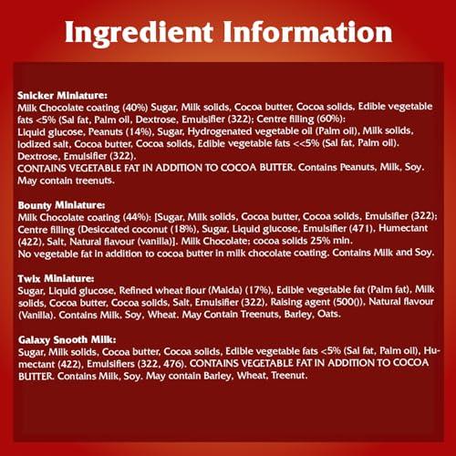 Mars Snickers Best of Minis Assorted Chocolates, Rakhi Gift Pack, Snickers Minis, Twix Minis, Galaxy Smooth Milk Minis, Bounty Minis, 128g, Pack of 3