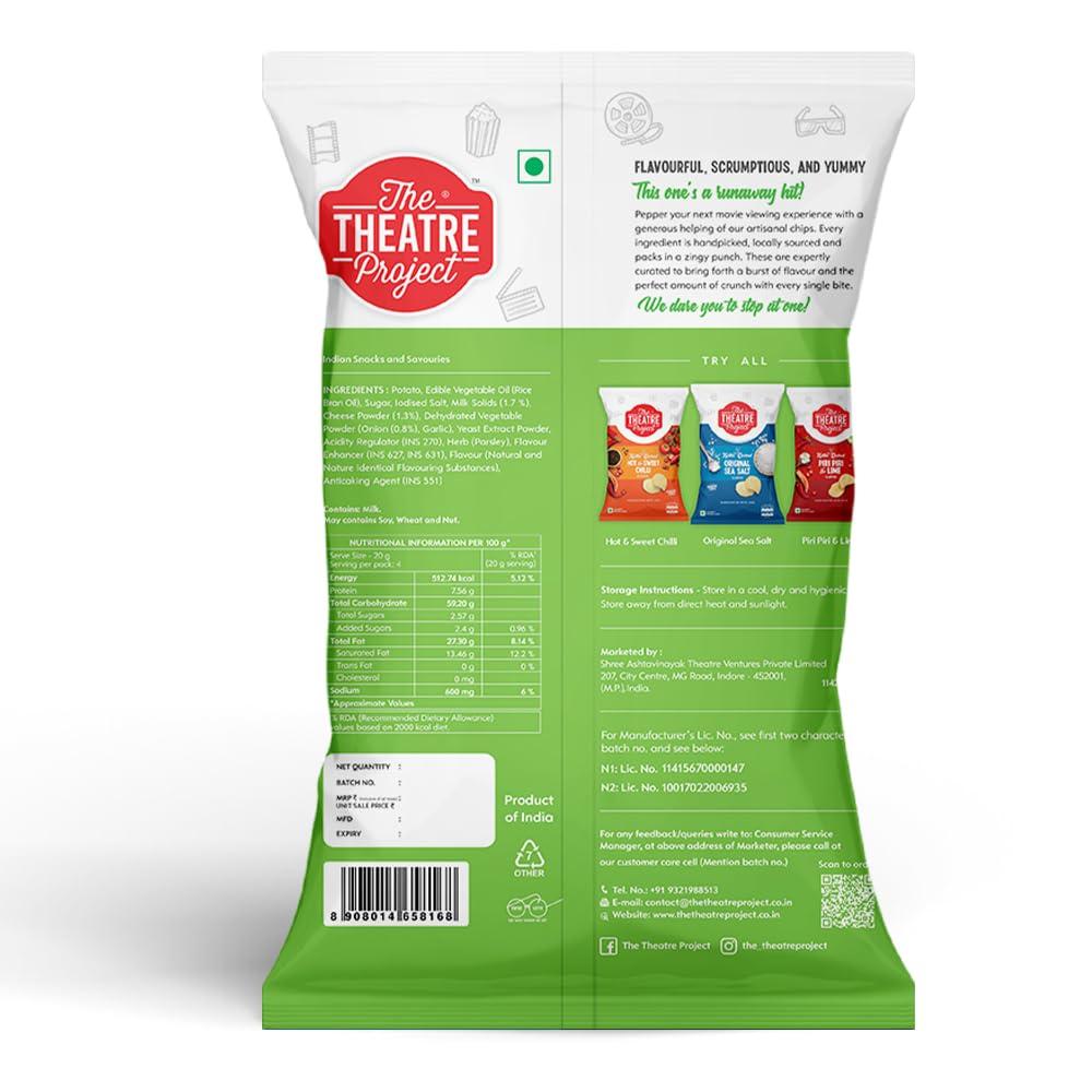 THE THEATRE PROJECT The Theatre Project Kettle Cooked Chips, Sour Cream & Onion Chips, Potato Chips, Combo Pack of 5 Pouch, 410g