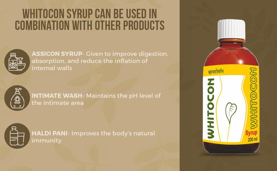 Ujwala Ayurvedashram Ujwala Ayurvedashram Whitocon Syrup Pack Of 3 I Ayurvedic Leucorrhoea Medicine I Women Wellness I Healthy Regular Menstruation & Periods I Harmonal Balance Overcome Pcos