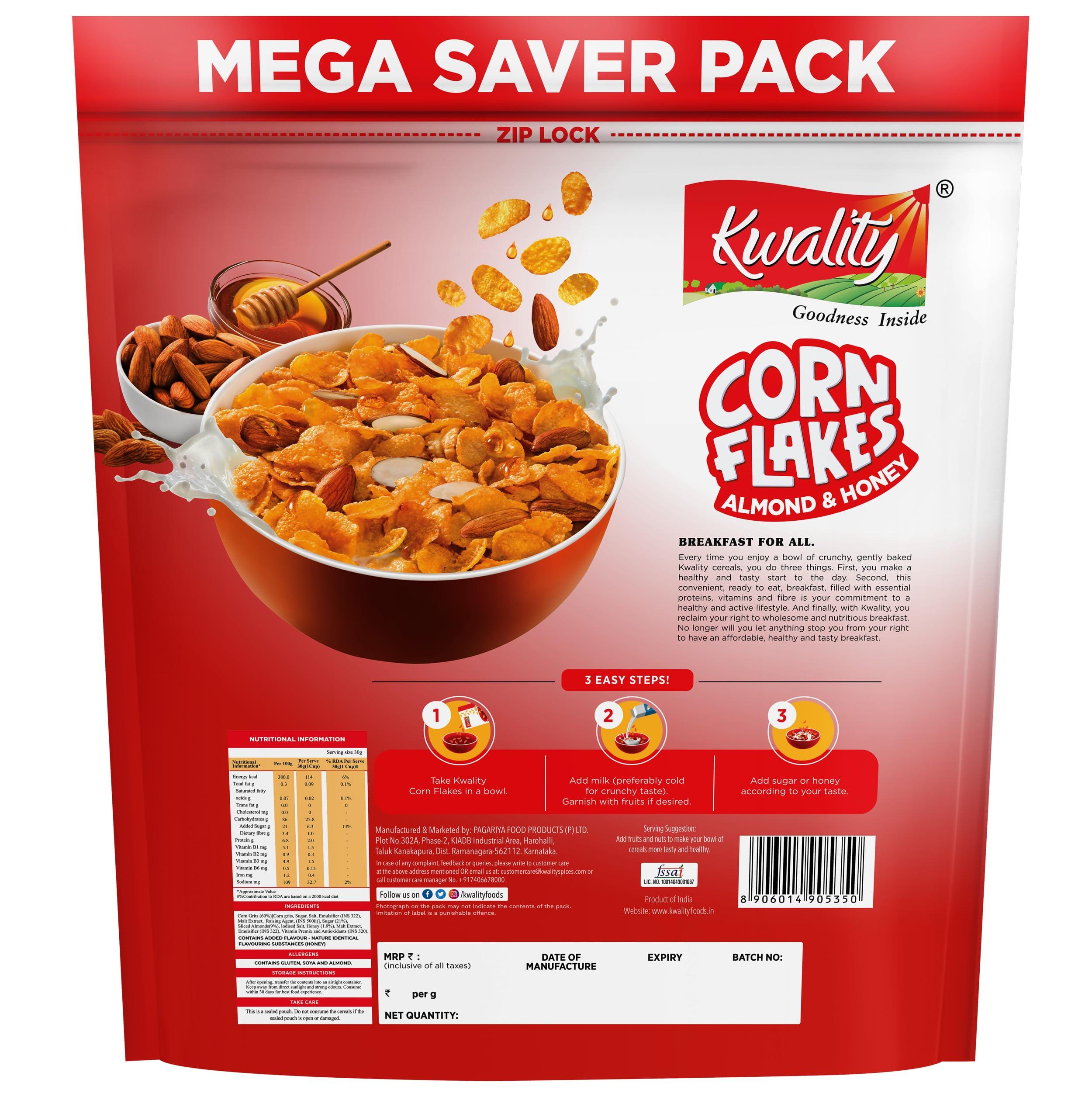 KWALITY Kwality Corn Flakes Almond&Honey & Muesli Fruit N Nut 1Kg Jar