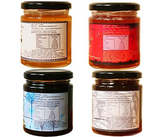 Royal Bee Brothers Royal Bee Brothers | Combo Pack of Four Wild Forest Honey | Produce of Wild Honey Bee | Raw Natural Unprocessed Unheated Unfiltered | No Preservative