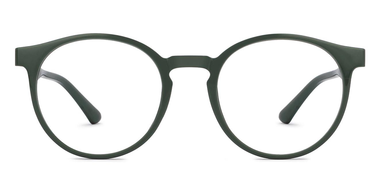 LENSKART BLU LENSKART BLU | Bluecut Computer Eyeglasses | Green Full Rim Round | For Men & Women | Large | LB E14453