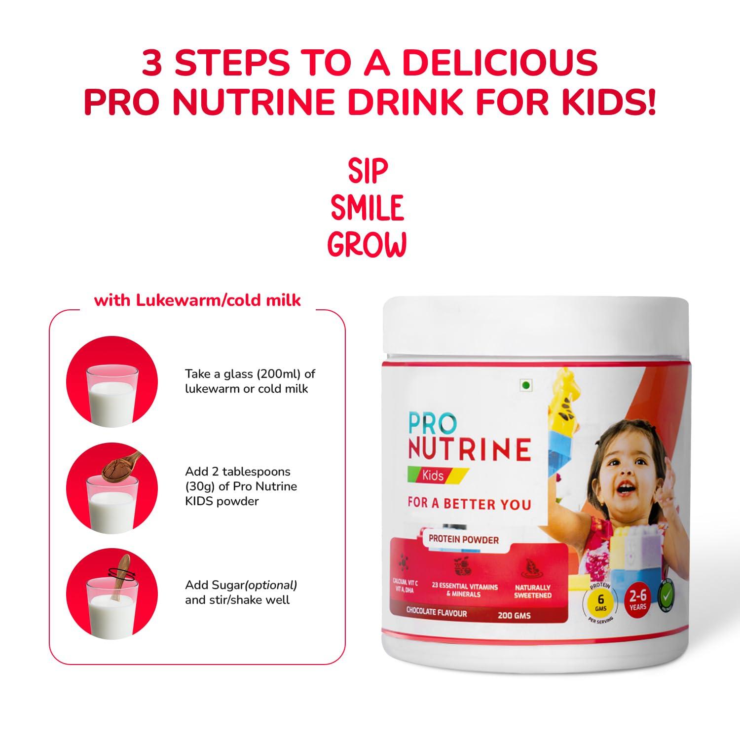 PRO NUTRINE PRO NUTRINE Kids Nutrimix Nutrition Powder 400g 2-6 Years | Plant Based Daily Nutrition Drink with Calcium, 23 Vitamins & Minerals for Healthy Growth and Better Immunity | No Sugar | Chocolate Flavour