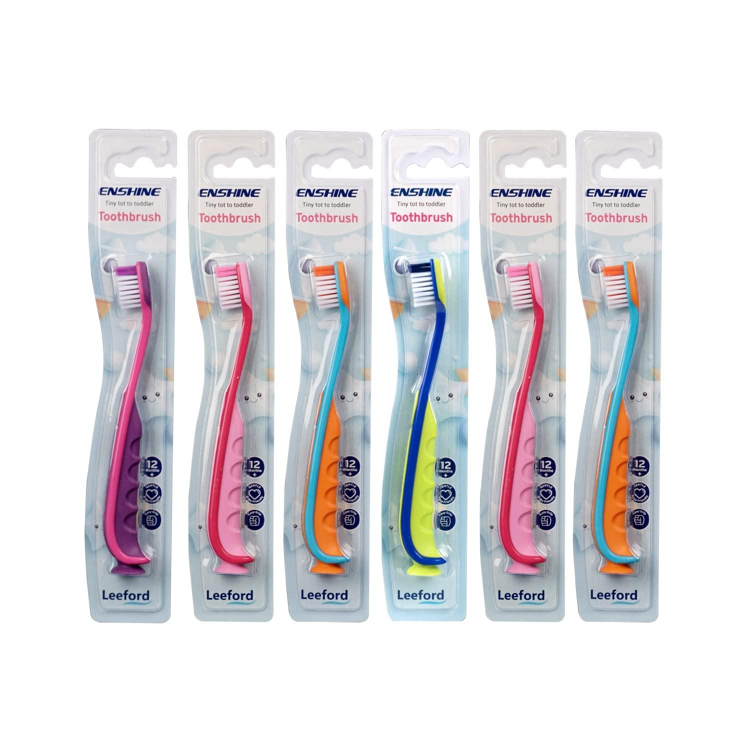 ENSHINE ENSHINE Kids Toothbrush With Easy Grip|Multi-Colors - Extra Soft Toothbrush (6 Toothbrushes) (12+Months) - Manual