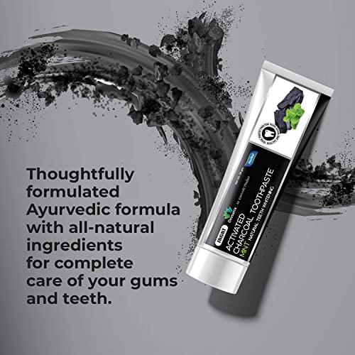 JAGAT Jagat Devsutra Dr. Trusted Ayurvedic HERBAL Activated Charcoal Toothpaste for Teeth Whitening - 100% Natural Formula with Mint Flavour, No Fluoride & Artificial Colours - Pack of 8 (100g x 8)