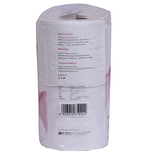 bkT Homemate Premier 3 Ply Quick Absorbent Toilet Paper/Tissue Roll | 300 Pulls, 4 Rolls, Total 1200 Pulls |