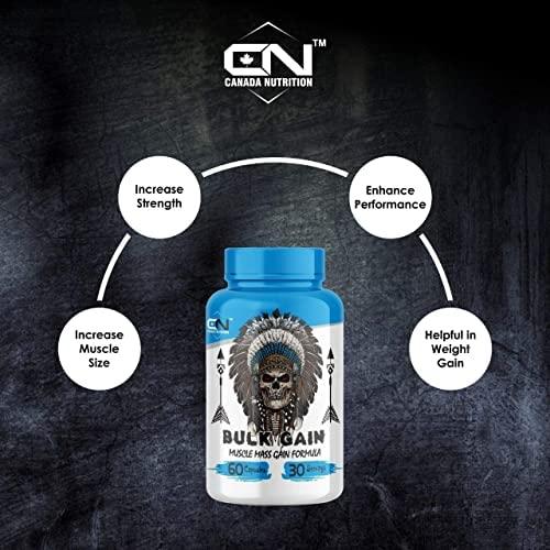 Canada Nutrition Canada Nutrition Men's and Women's Bulk Gain Mass and Weight Gainer Capsule for Fast Weight & Muscle Gain with Free Shaker- 60 Cap