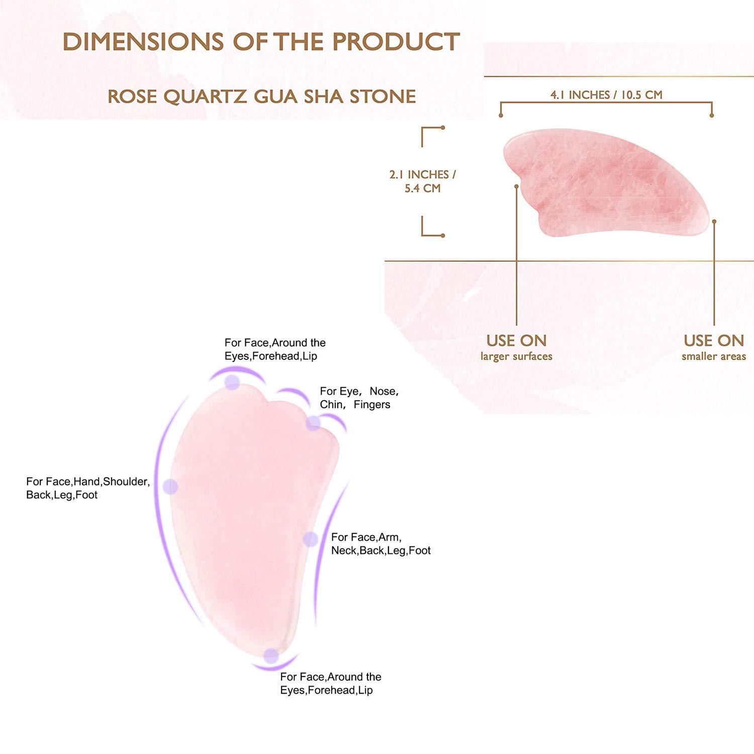 SEI REGINA Sei Regina Rose Quartz Wing Shape Gua Sha Natural Jade Stone Guasha Board for SPA Acupuncture Therapy Trigger Point Treatment, Gua Sha Scraping Massage Tool