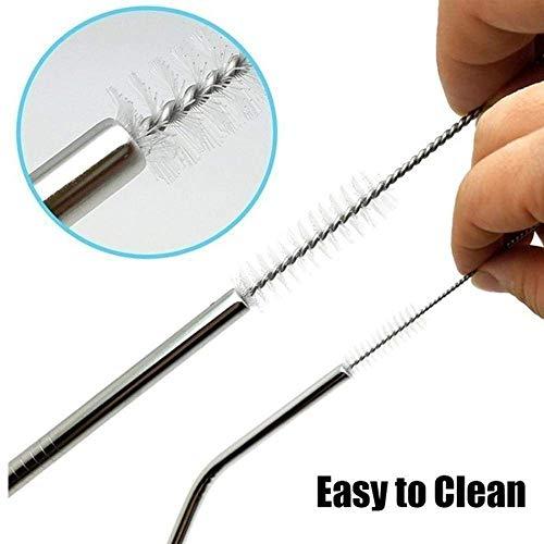 MeeTo MeeTo Eco Friendly Food Grade Reusable Stainless Steel Metal Long Drinking Straws, Fits Simple Modern Tumbler, Dishwasher Safe, Straw-Pipe Cleaner Long Brush(4 Straight Straw, 1 Cleaning Brush)