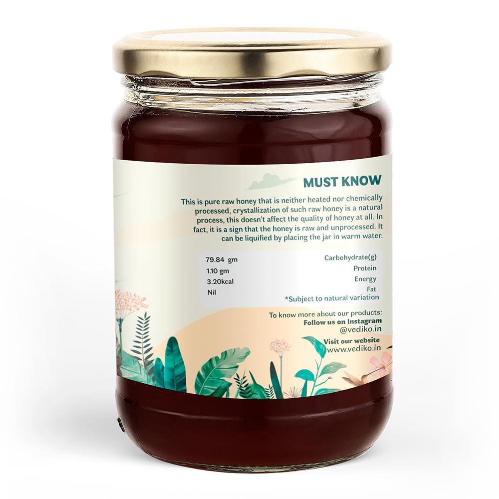 Vediko Origins Vediko Origins Farm Fresh Raw Forest Honey (500 Gm) | 100% Pure And Natural Unprocessed Single Origin Basil Honey | Respiratory Booster