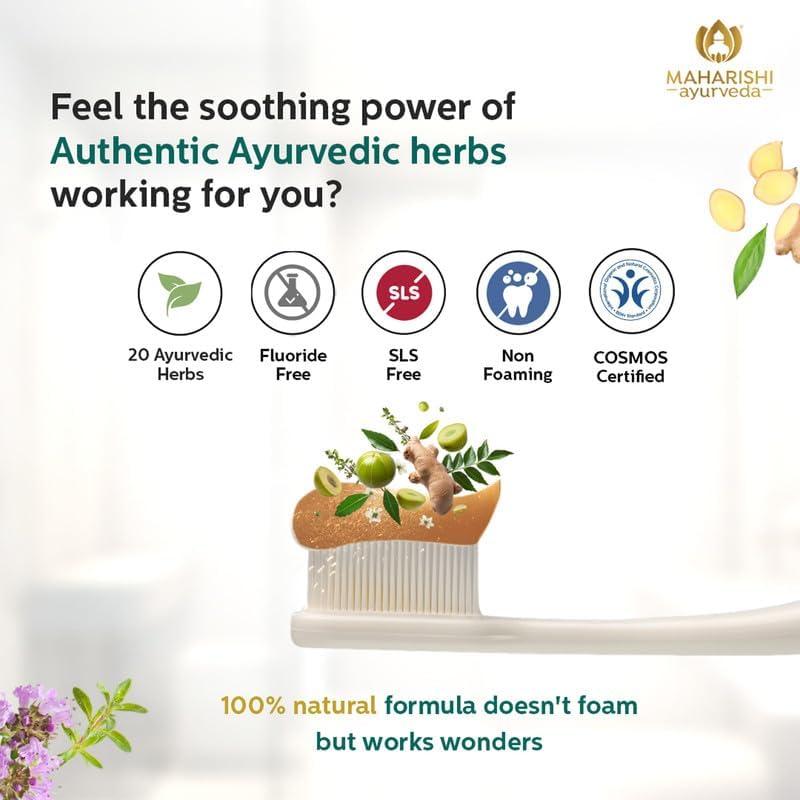 Maharishi Ayurveda Maharishi Ayurveda Ayurdent Mild Herbal Ayurvedic Toothpaste - All Natural|21 Ayurvedic Herbs|Whitens&Strengthens Teeth|Helps Fight Plaque, Tartar, Cavity, Tooth Decay&Bad Breath|75 Ml, Pack of 1