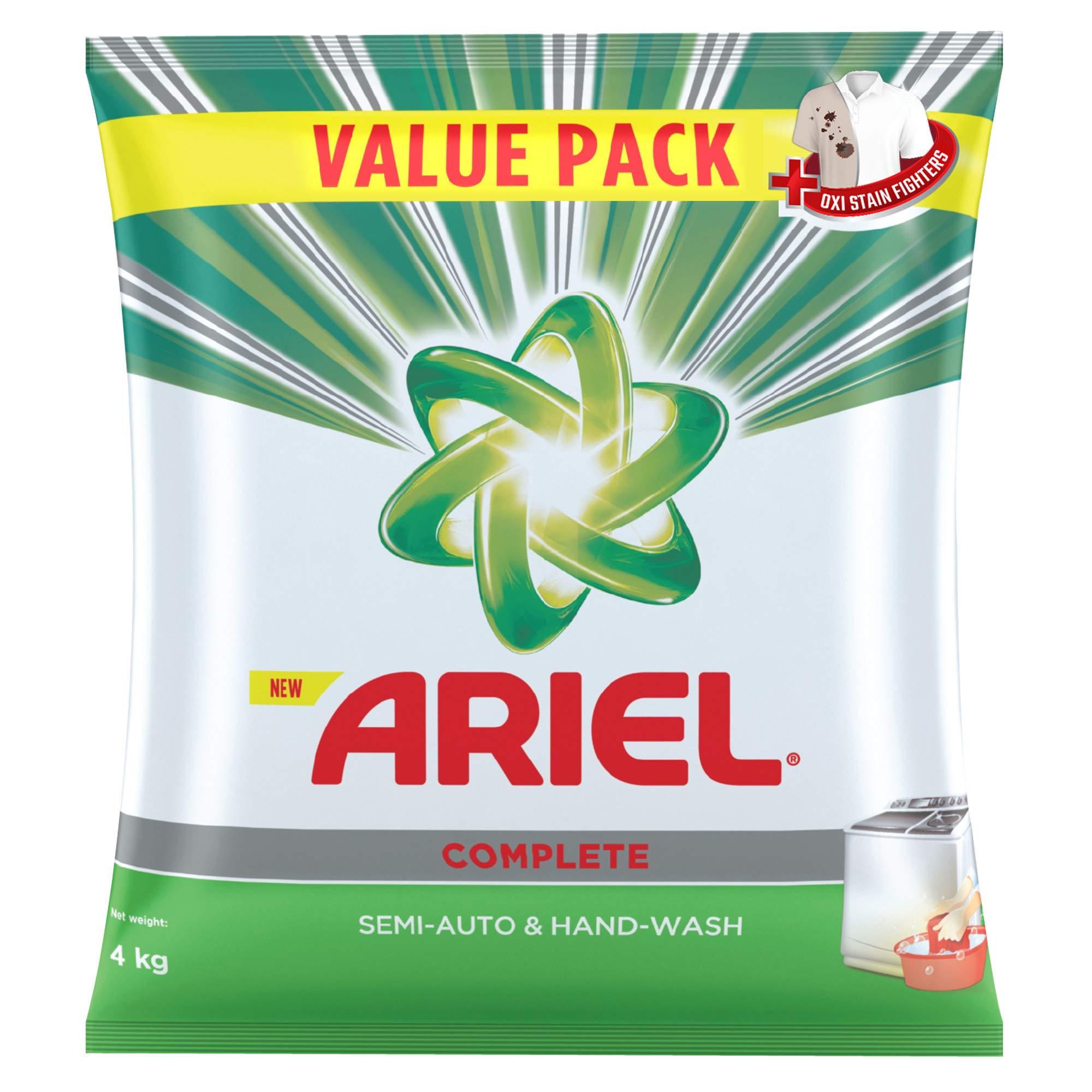 Ariel Ariel Complete Detergent Washing Powder- 4Kg Value Pack & Ariel Matic Liquid Detergent Front Load Refill Pouch, 2 Litre
