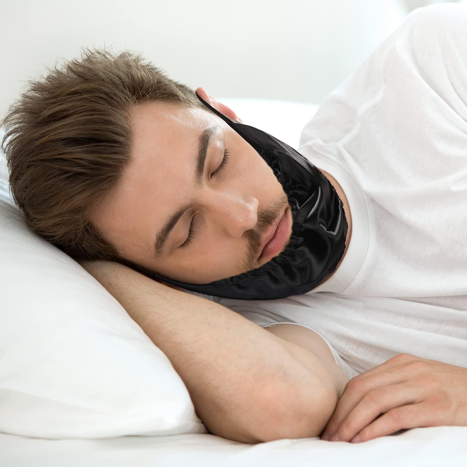 MIKIMIQI MIKIMIQI Beard Bandana, 3 Pack Men Beard Bib Black Beard Covers Soft Comfortable and Silky Satin Facial Hair Apron Guard Bonnet Rag Man Bedtime Bib Beard Cap Ear Beard Bandana