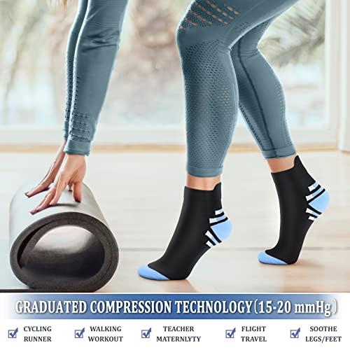CHARMKING CHARMKING Compression Socks for Women & Men Circulation 15-20 mmHg is Best for Athletic Running Cycling Nurse Daily Wear, 09 Grey/Green, Small-Medium