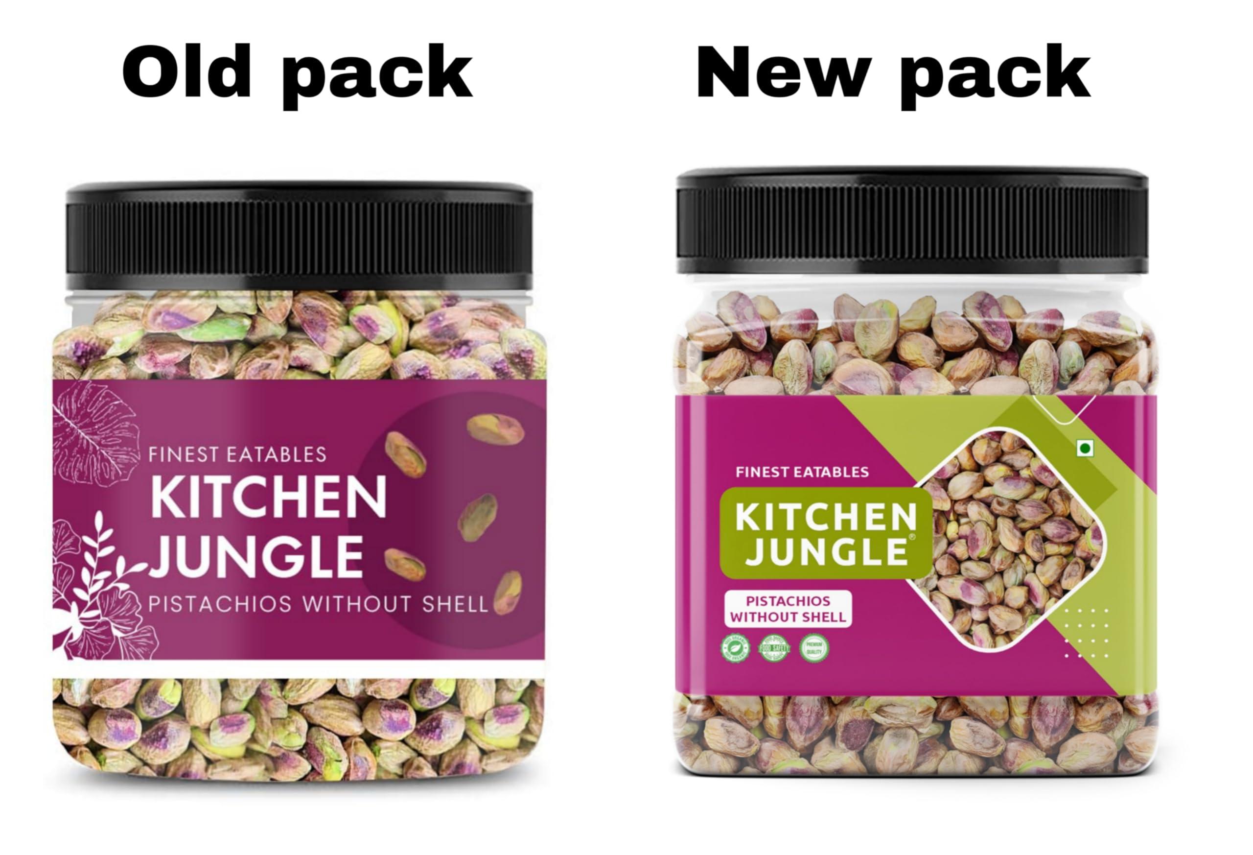 Kitchen Jungle Kitchen Jungle Pistachio Kernals Without Shell | Mota Pista | Bada Pista, Whole (250Gm Jar Pack Of 2)