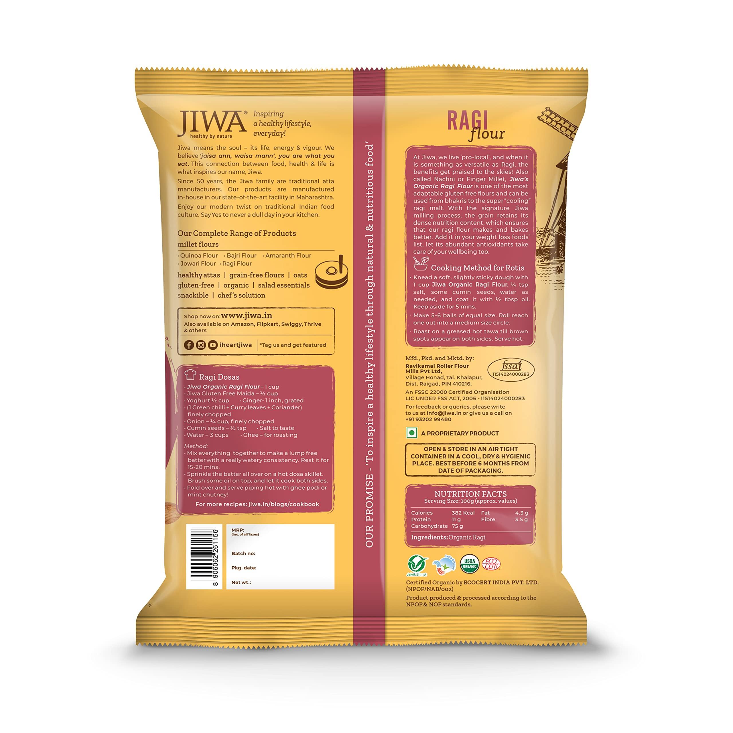 JIWA healthy by nature JIWA healthy by nature Organic Quinoa, 500 g, (Certified Organic & Gluten Free) & JIWA healthy by nature Organic Ragi Flour, 1 Kg