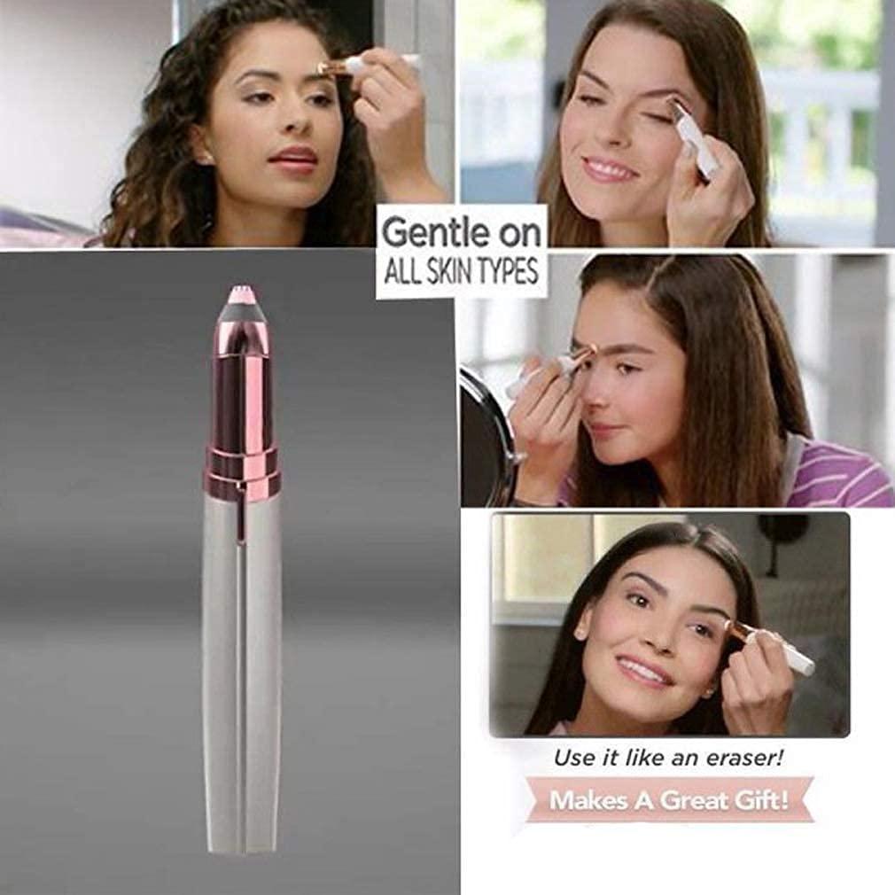 Generic Eazy Sales Eyebrow trimmer for women | Eye browser Trimmer | Trimmer for Face, Lips, Nose Hair Removal. Electric Pencil Shape epilator with Light, Easy to carry Machine For Women, Pink