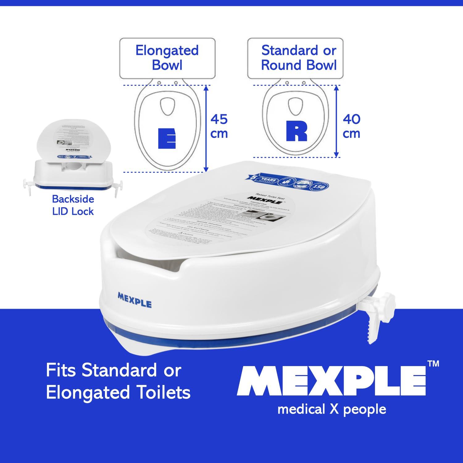 MEXPLE MEXPLE RaiXer6 Raised Toilet Seat 6 Inches | Plastic Commode Seat Raiser Elevator Extension | Tool Free Installation | For Handicap, Knee Patients, Old Senior Citizen