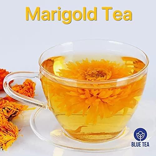 BLUE TEA BLUE TEA - Marigold Tea - 50 Gram (Pack of 2) | Pure Marigold Flower Petals || FLOWER TEA || Ketogenic Diets, No Caffeine or Harsh Additives | Eco-Conscious Pet Jar Pack |