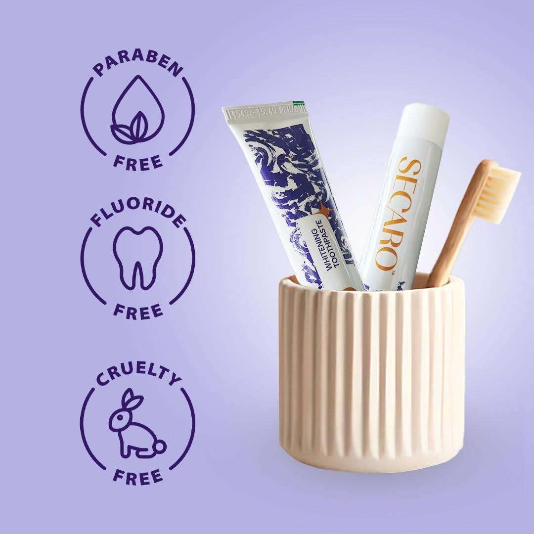 Secaro Secaro Teeth Whitening Toothpaste | Pack of 4 Toothpaste for Fresh Breath | Cleans and Remove the Yellow Stains from Teeth | Cool Blue Color Toothpaste for Teeth Sensitivity | 100gm Each