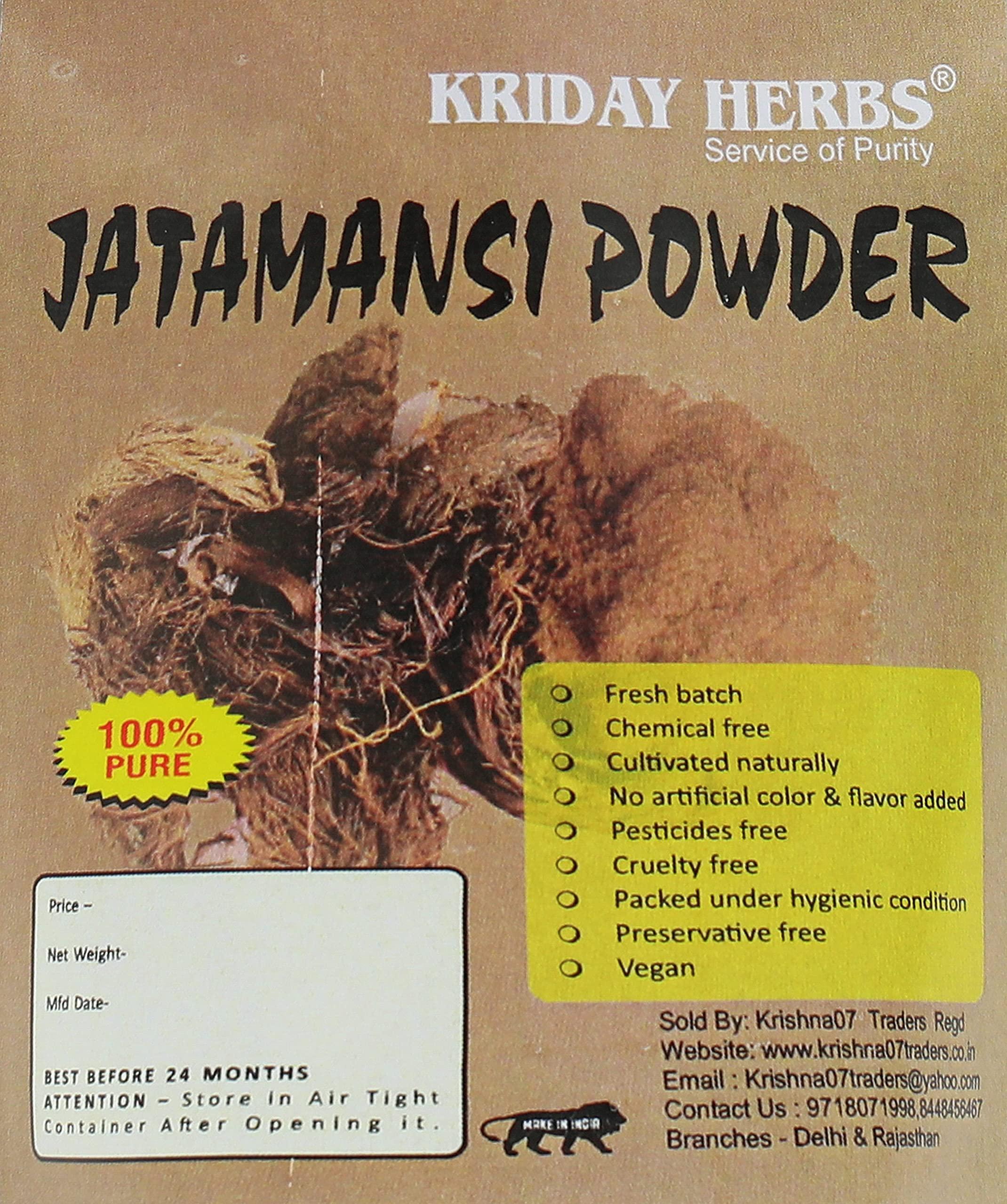 KRIDAY HERBS PURE & NATURAL JATAMANSI POWDER 200 GM by krishna07 traders