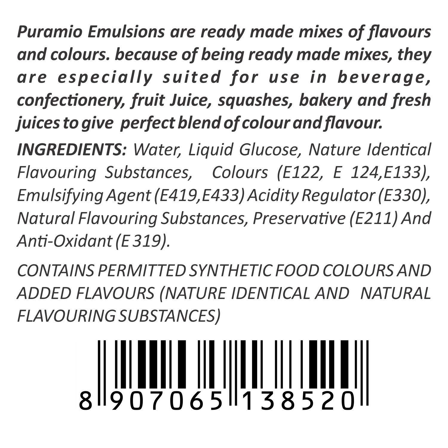 PURAMIO Puramio Red Rose -Flavour with Colour (Emulsion) (500 ML)