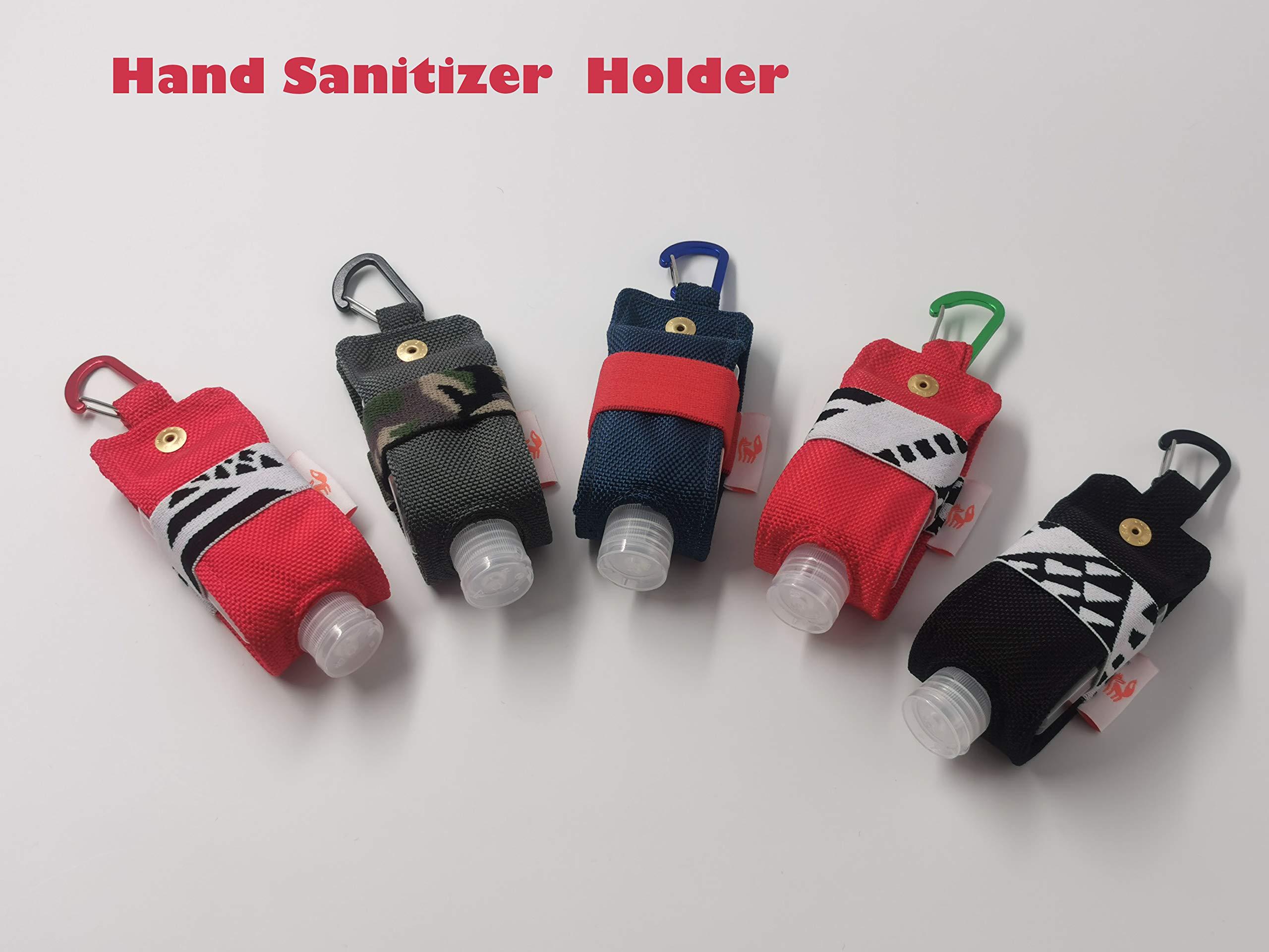 SUCHI Travel Size Hand Sanitizer Holder,Bottle Case and Carabiner Carrier bag-Portable Mini Waist Bag for Liquids Clip On Belt Loop, Backpack and Purse - Includes Empty 60ml/ 2 oz . Reusable Bottle (Black)