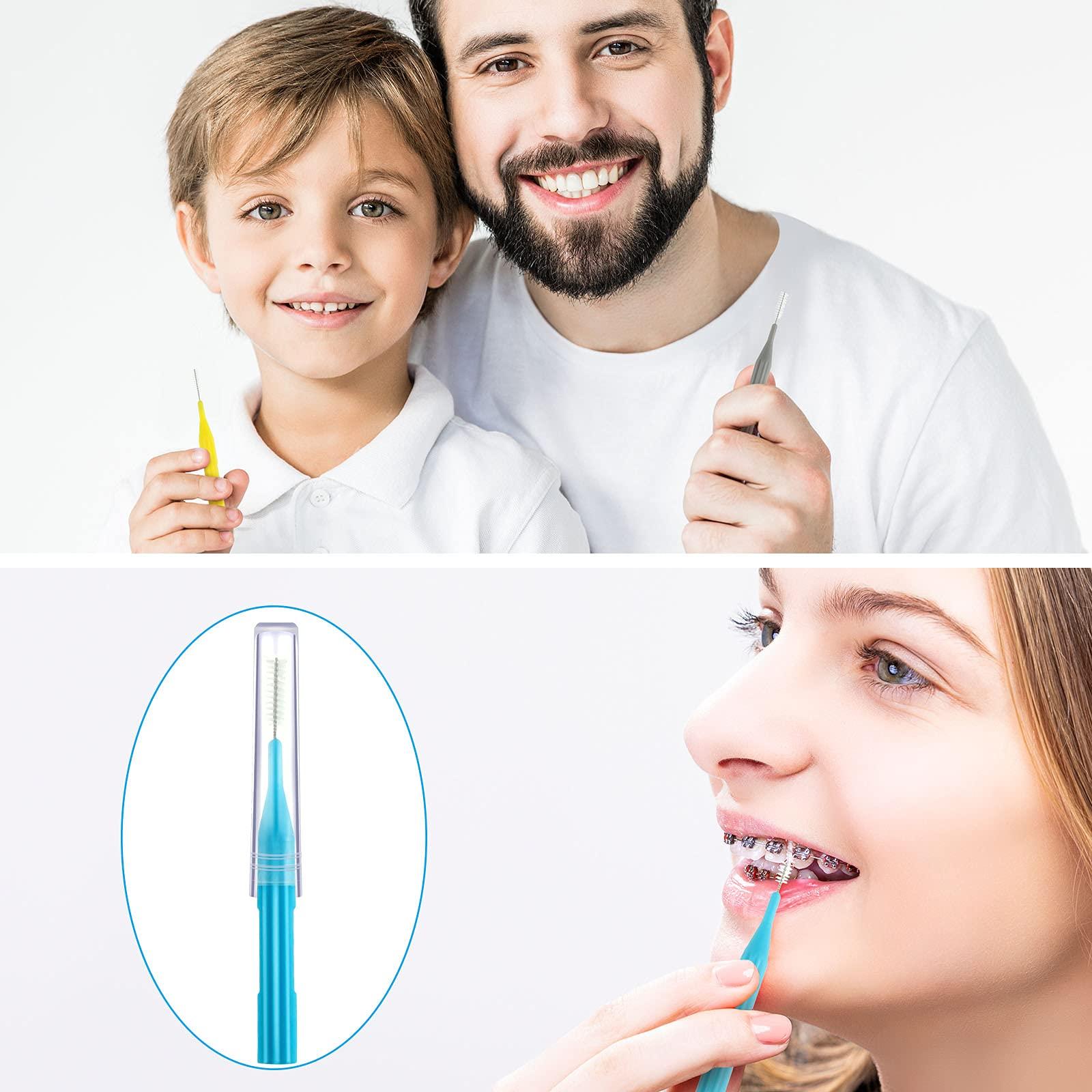Patelai Patelai Kid 100 Pieces Braces Manual Brush For Cleaner Interdental Brush Toothpick Dental Flossing Head Oral Hygiene Flosser Tooth Cleaning Tool (Stylish Colors),Assorted