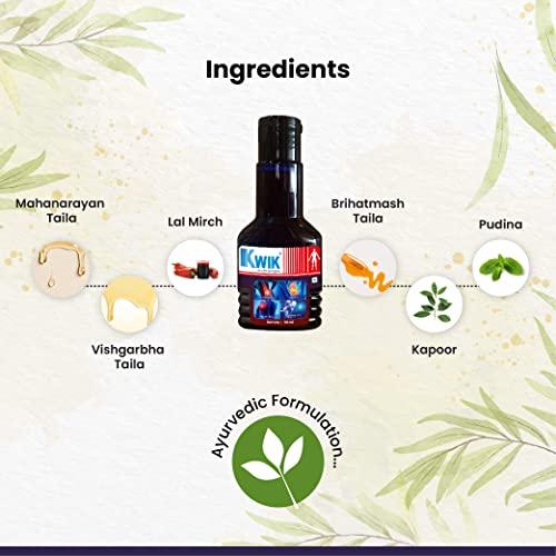 OZONE OZONE KWIK Pain Relief Oil with Cinnamomum & Mahanarayan Oil | Ayurvedic Pain Relief Oil | For Joint, Back, Knee, Shoulder & Muscle pain | 50ml (Pack of 1)