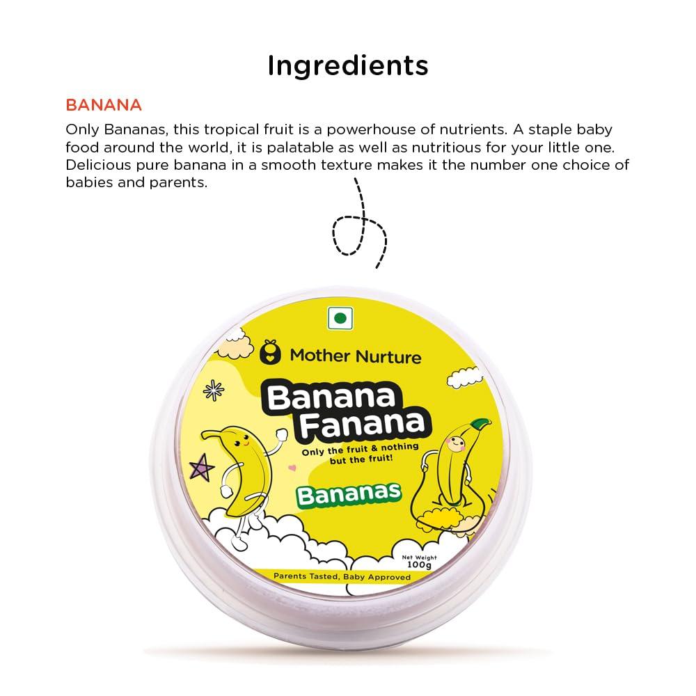 Mother Nurture Banana Fanana 100g - Pure Banana Puree - Stage 1 Baby Food (Pack of 4) | Mother Nurture