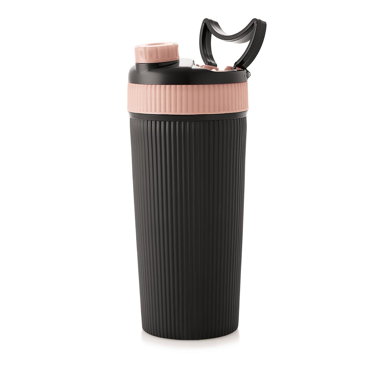 LD LUCIDO DECORE LUCIDO Combo of 2 Combo of 2 Stainless Steel Airtight Leakproof Insulated Protein Shaker Bottle with Blender Spring for Preworkout & Gym (630 ml, Pink & Orange)