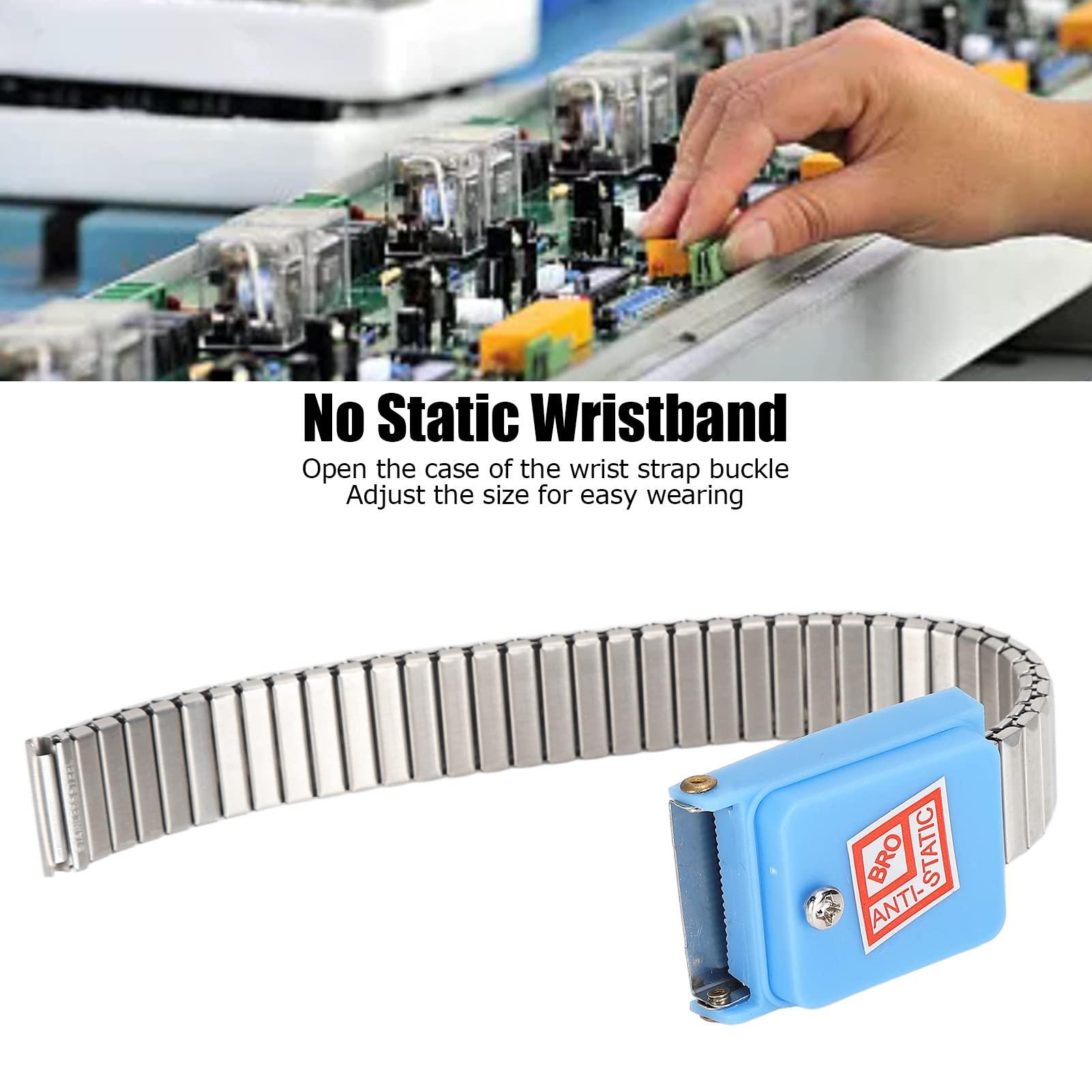 Xinrub No Static Bracelets, Elastic Stainless Steel Insulating Layer Cordless ESD Wristband for Electronic Maintenance for Factory Workshop for Phone Repair