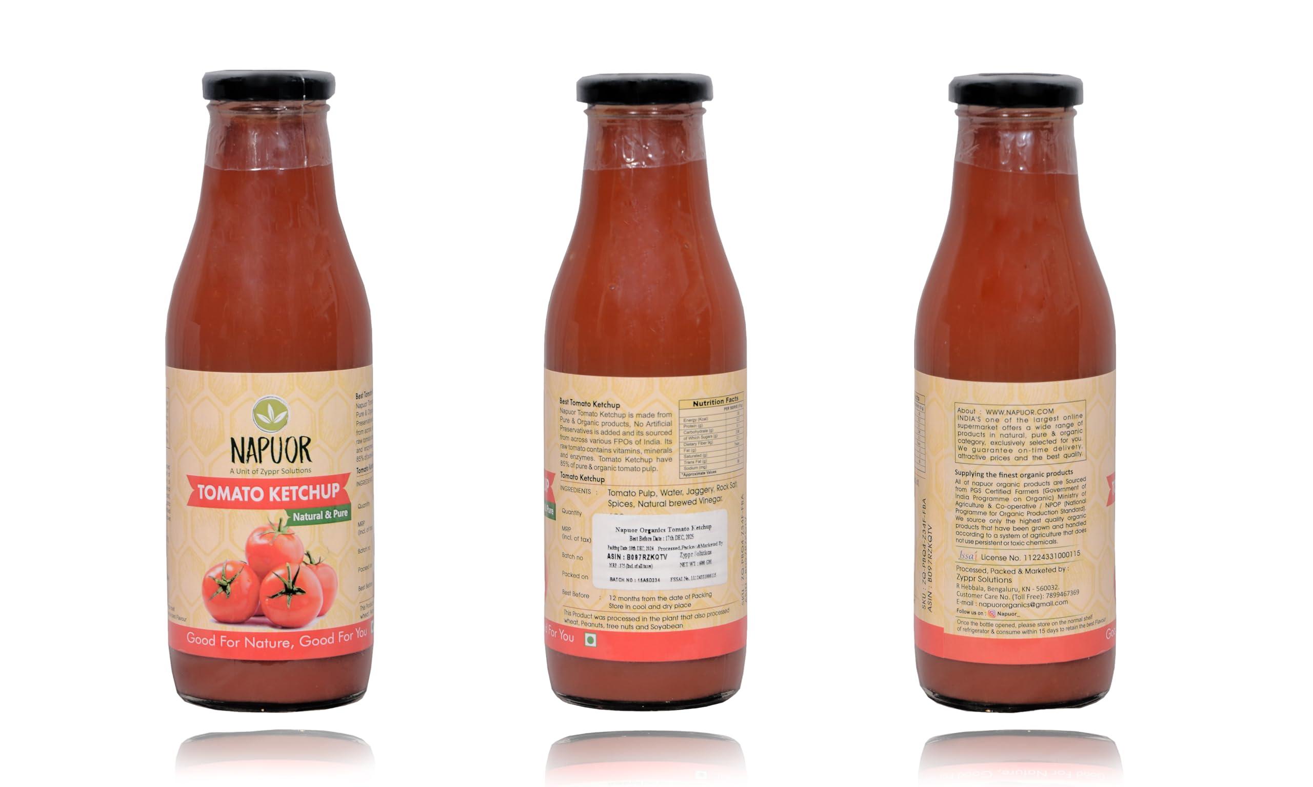 NAPUOR Napuor Organic Tomato Ketchup - Organically Grown,No Preservatives or Chemicals(600GM) Value Pack