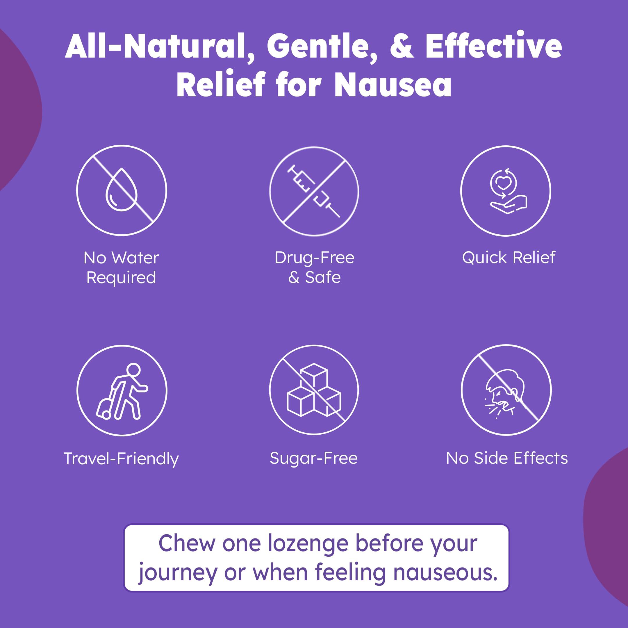 Vito Relief Vito Relief Nausea Ginger Lozenges -Instant relief from Travel Sickness, Dizziness, Nausea & Morning Sickness with natural ingredients, drug free, 10 soft sugarfree lozenges (Pack Of 1)