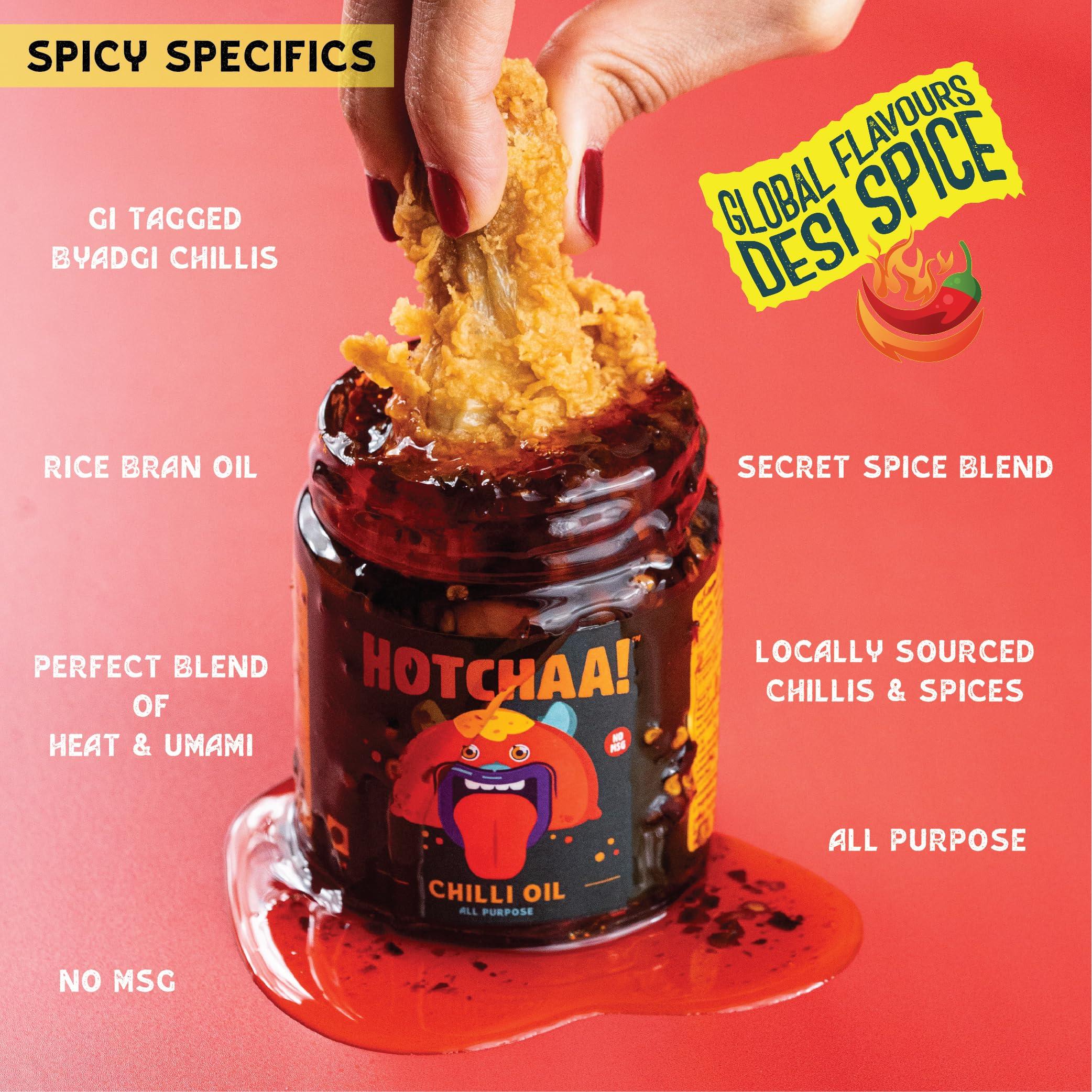 HOTCHAA HOTCHAA Hot Chilli Oil Original - No MSG | Umami Spicy Flavourful Garlicky Aromatic | Vegan | Cooking | Dipping | All Purpose | For Pasta Pizza Noodles Eggs And Momos 170g Hot Chilli Oil