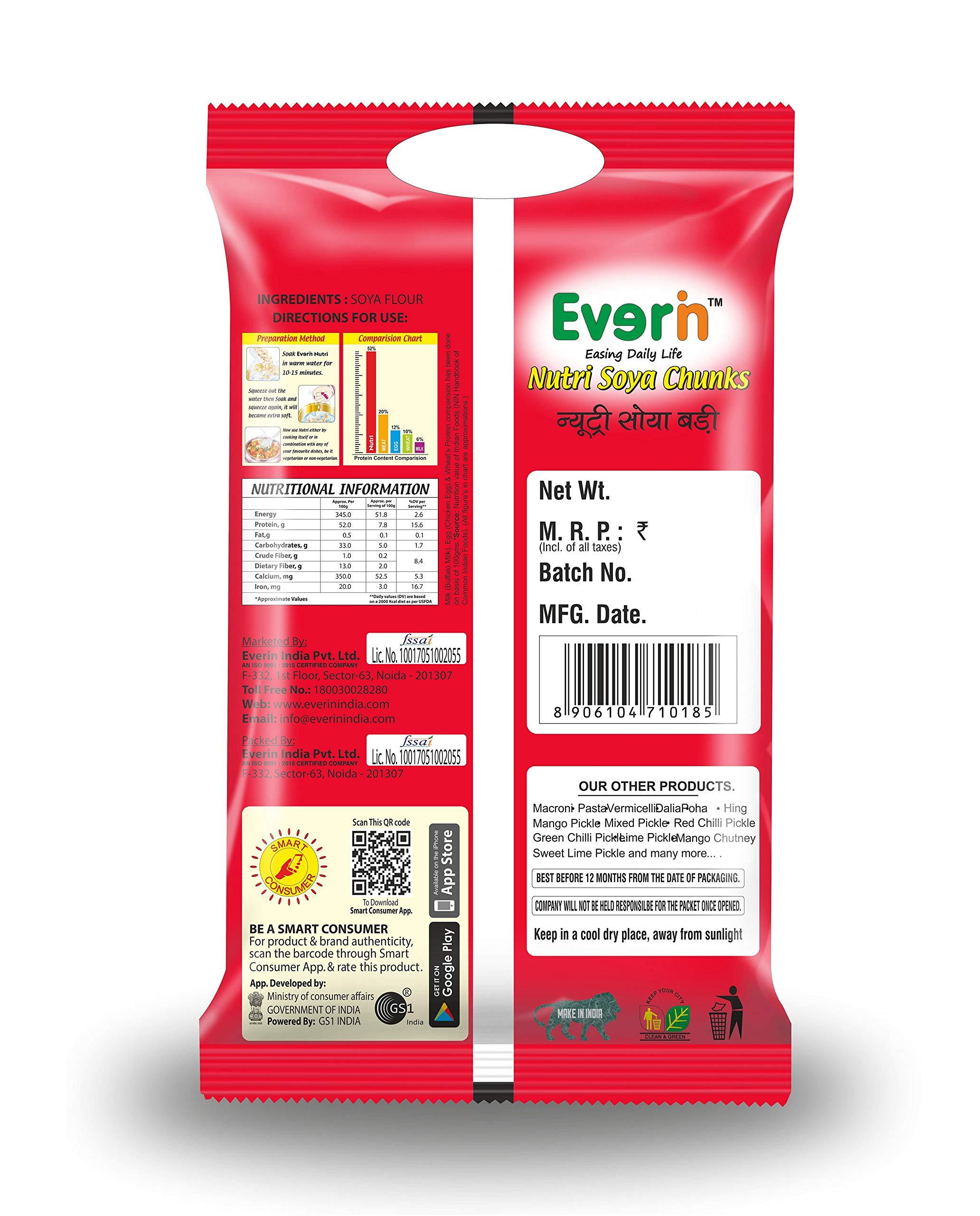 Everin Everin Nutri High Protein and Healthy Gluten Free SOYA Chunks Combo Pack of 2 (1kg Each)