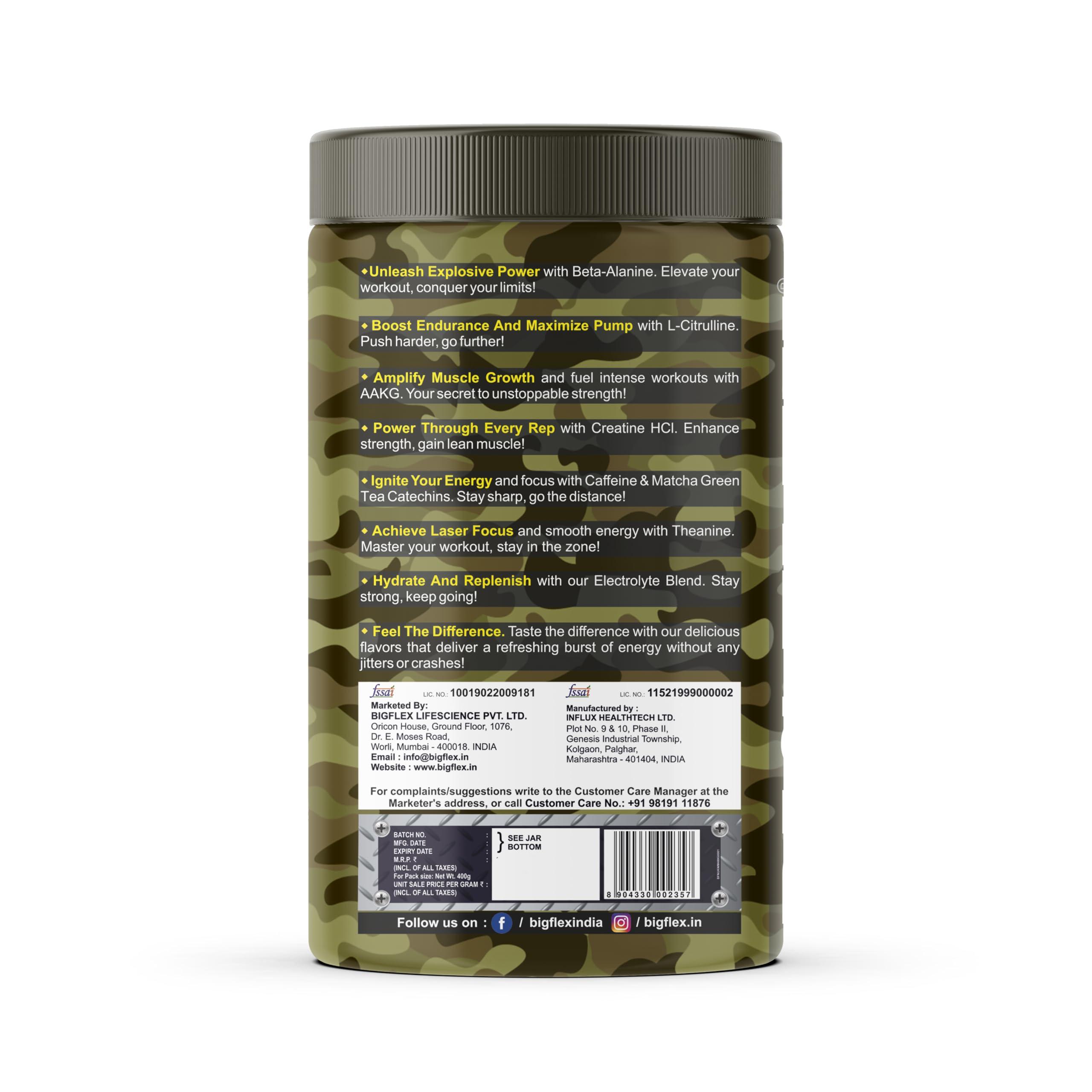 Bigflex Bigflex Nuke Pre Workout Powder| 33 Servings |Energy Booster| |Muscle Pump| |Strength Improvement| Preworkout For Men | Pre Workout For Women (Watermelon, 400 gm)