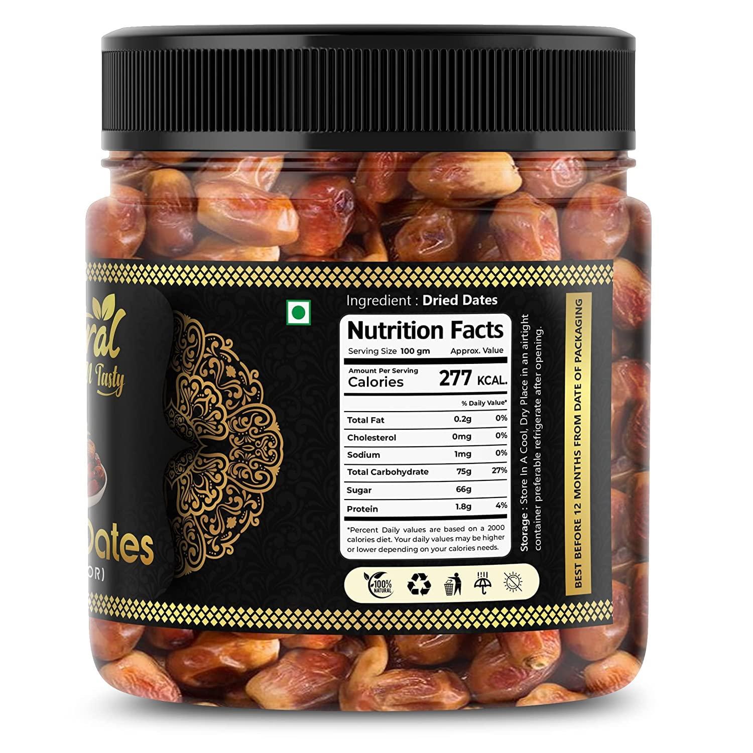 natural n Tasty natural n Tasty Whole Black Dates Rich in Iron, Fibre Vitamins Soft Khajoor Khajur Dry Fruit (Pack of 950 gram)