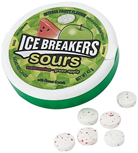 Ice Breaker Icebreaker Sours Watermelon, Green Apple Sugar Free with Flavor Crystals, 1.5 Oz 42 G
