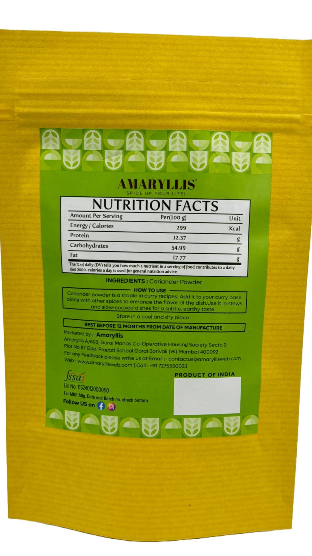 AMARYLLIS AMARYLLIS Corainder/Dhaniya Powder(Hand-Pounded), Natually Processed & 100% Organic with Zero Added Flavours & Colors(Chemical Free) | Rajasthan Special |250 grams