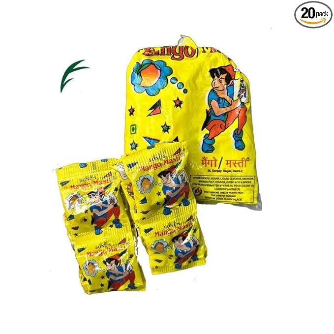 The Little Minis Mango Masti Goli Original (20 pcs per Pack) | Mango masti Pipe (20pc Per pack) | Combo pack | 90\'s Candies| Feel the Bachpan