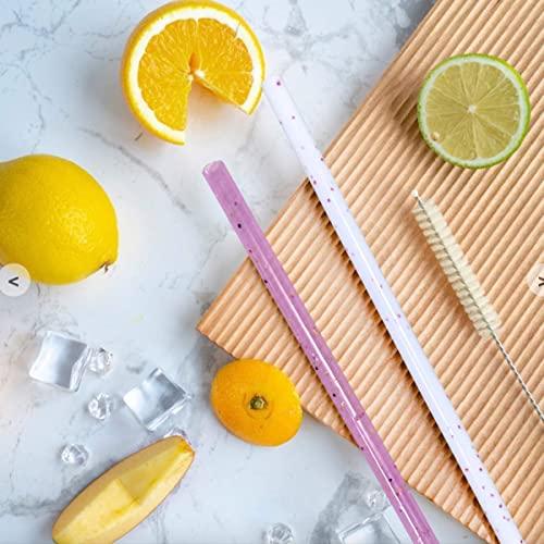 HT-INTL Reusable Silicone Drinking Straws, 12 Pcs Eco Friendly Silicone Straws 2 cleaning Brushes,for 30oz and 20oz Tumblers, Rtic,Yeti, Ozark, (Two-tone Dot, 10 inches)