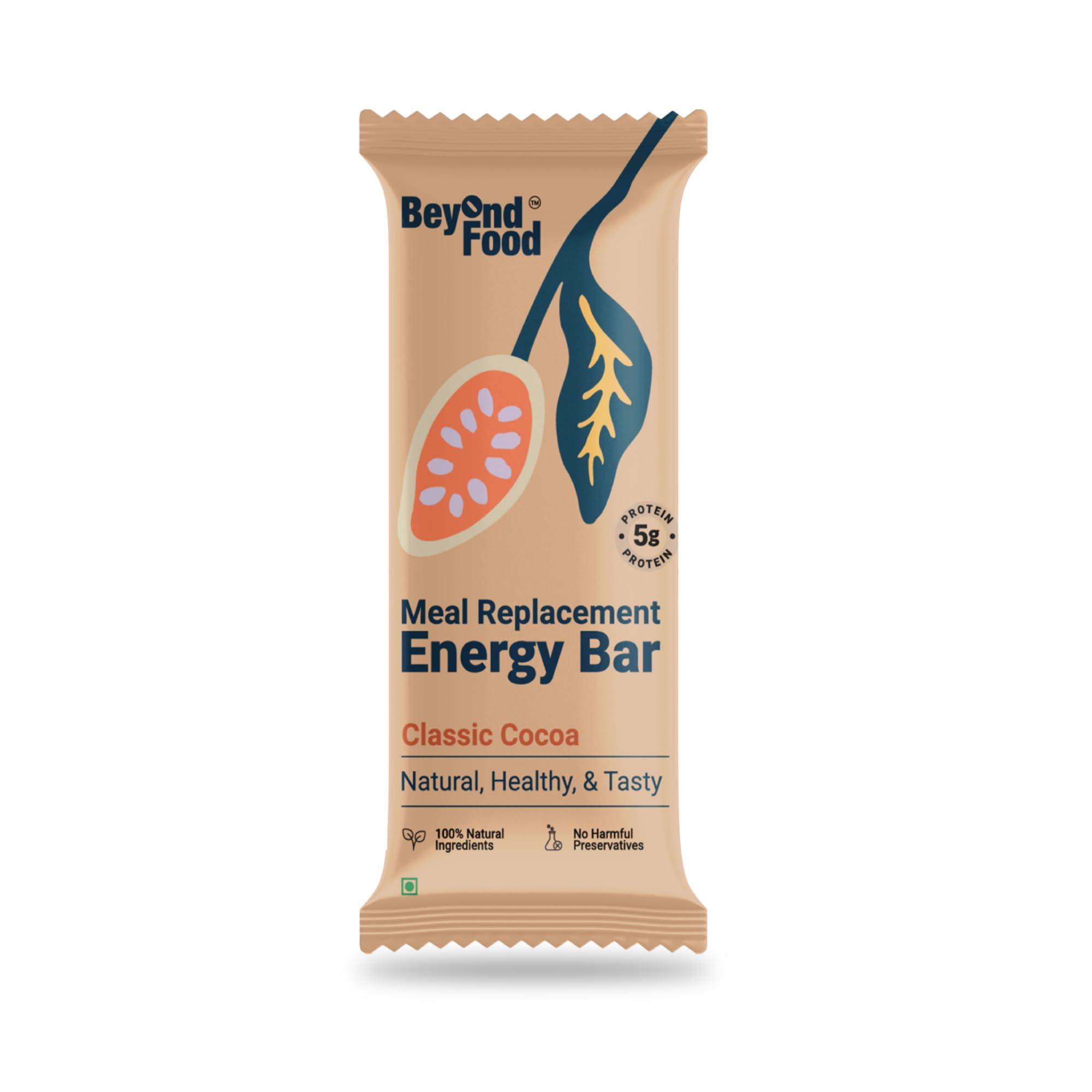 Beyond Food Beyond Food Meal Replacement Bars (Pack of 6, 220 Kcal Each) | 5g Rich Protein | No Added Sugar | Made with Dates, Nuts, Seeds & Dry Fruits | Healthy Snacks for Energy & Fitness | Classic Cocoa Box