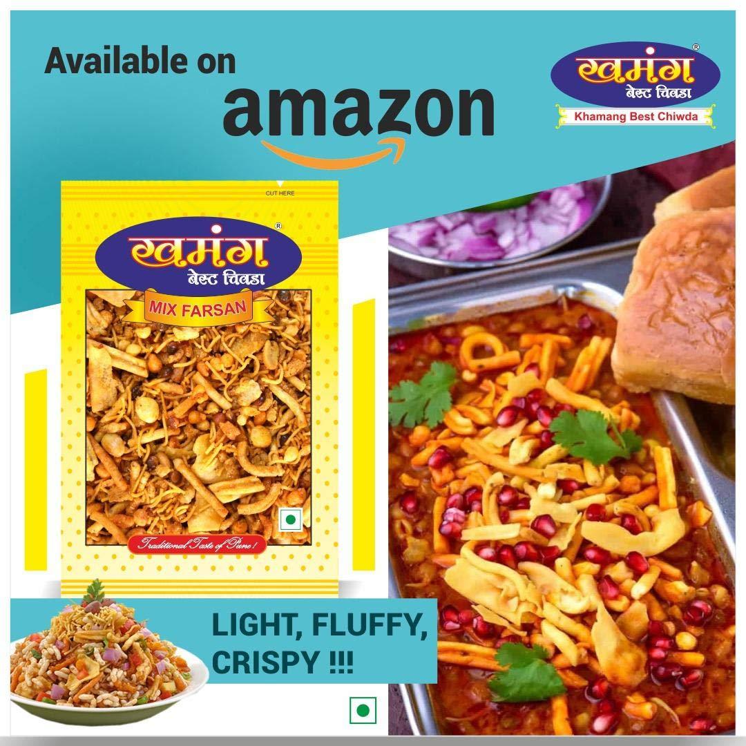 KHAMANG Khamang Mix Farsan 500Gm (Pack of 2 X 250Gm) | Misal Farsan | Namkeen | Indian Snacks | No Added Preservatives