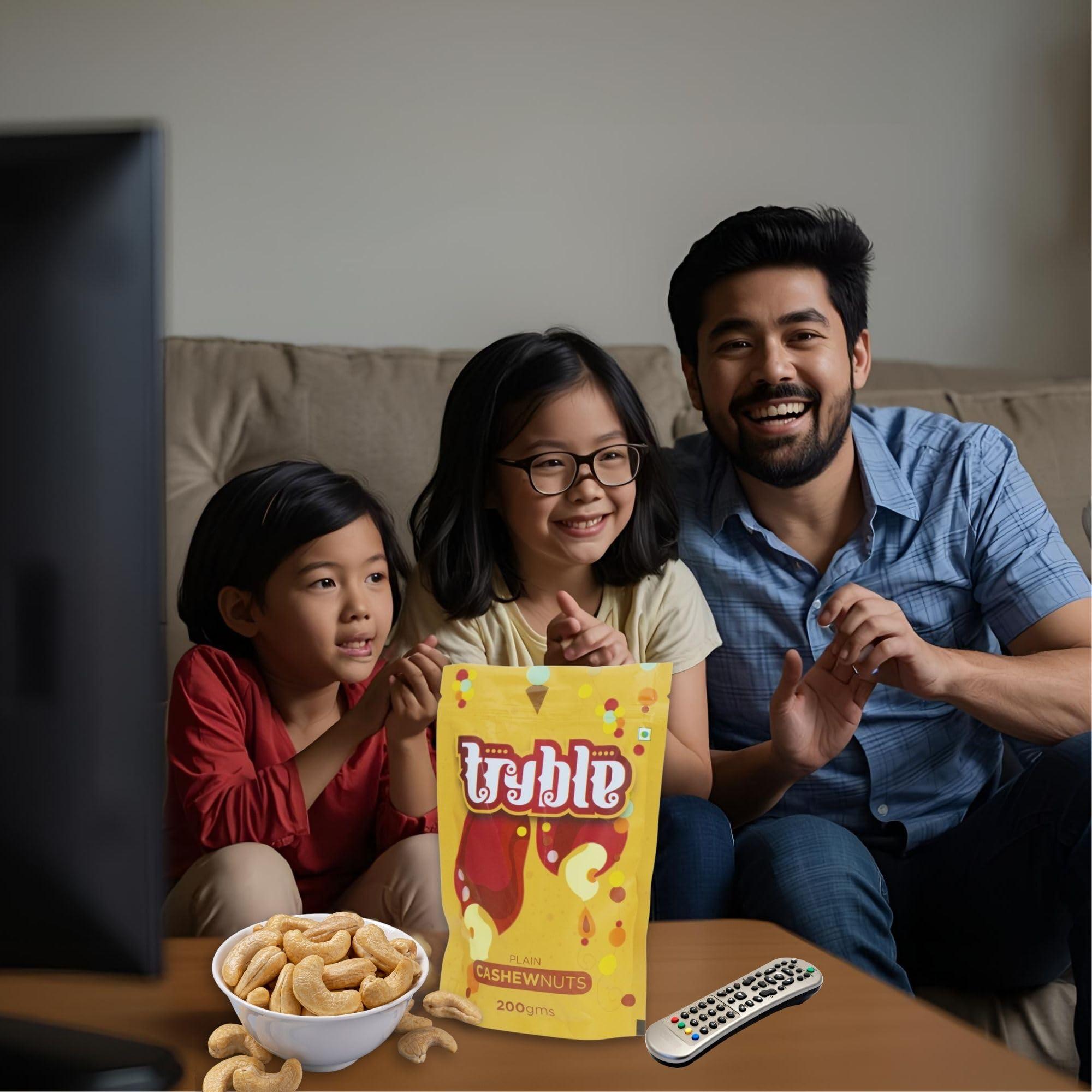 tryble Tryble Plain Cashew | Kaju | W320 Grade Whole Cashews 200 g | Nutritious, Delicious & Crunchy Kaju | Tasty Sweet Cashews for Snacking