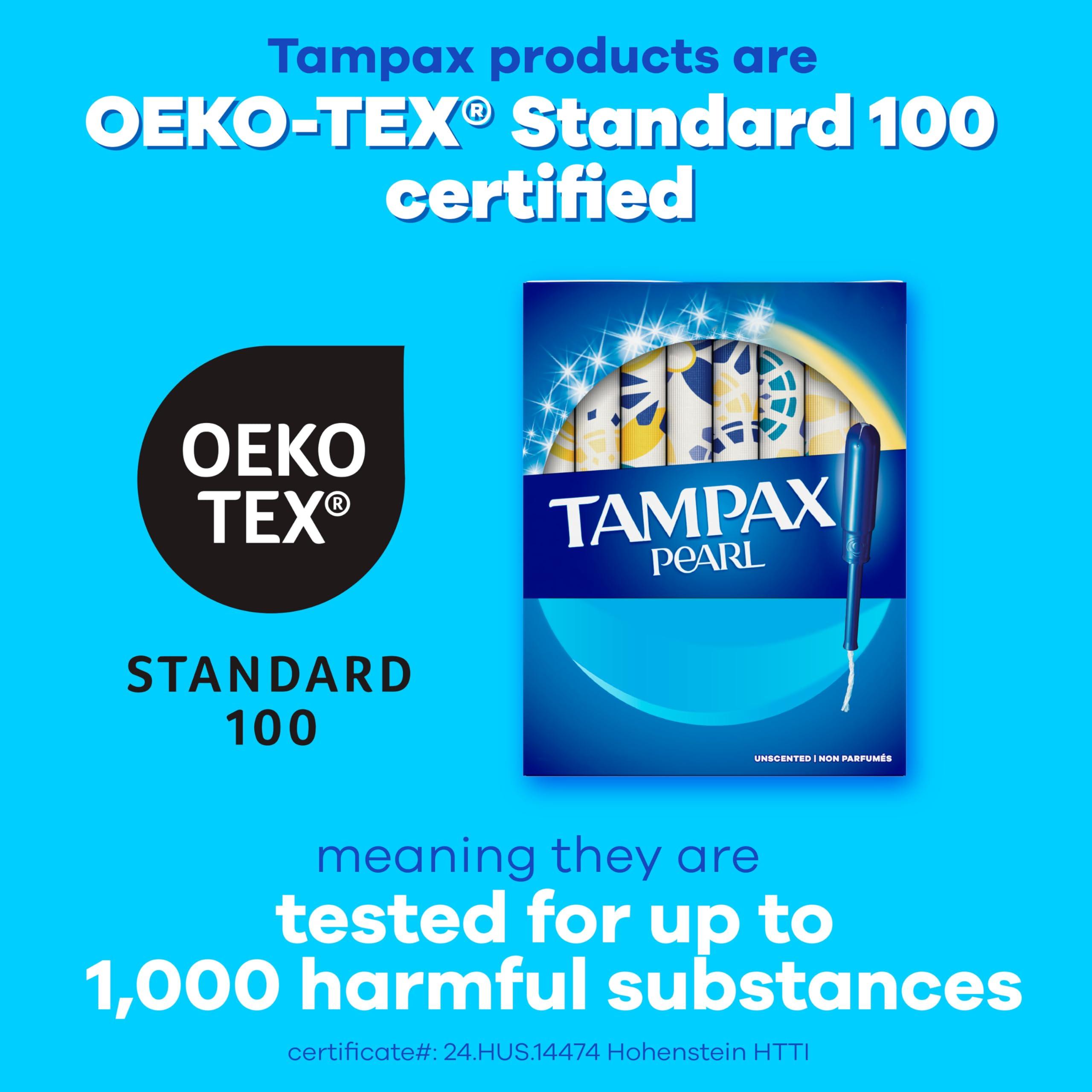 Tampax Tampax Pearl Plastic Tampons, Regular Absorbency, Unscented, 50 Count
